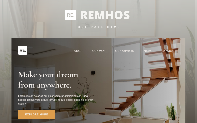 remhos furniture interiors landing page multipurpose bootstrap template original