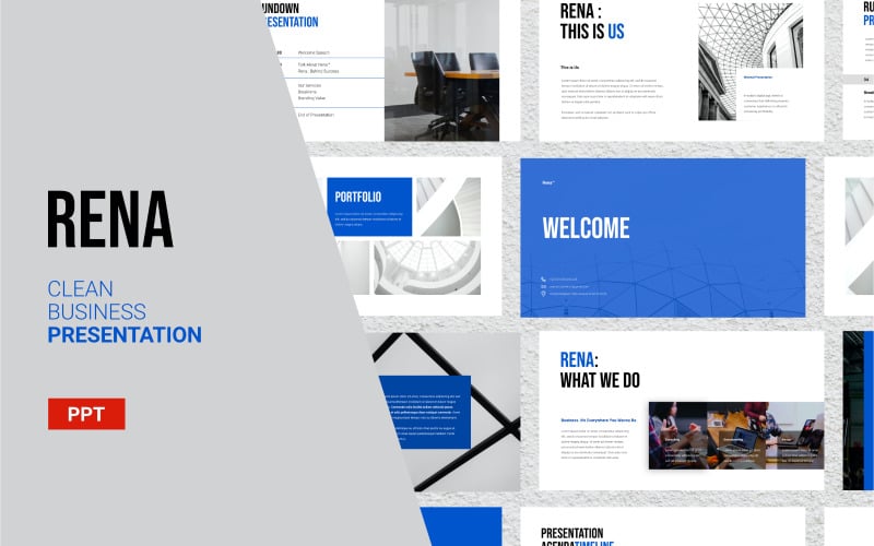 rena clean business presentation powerpoint template original