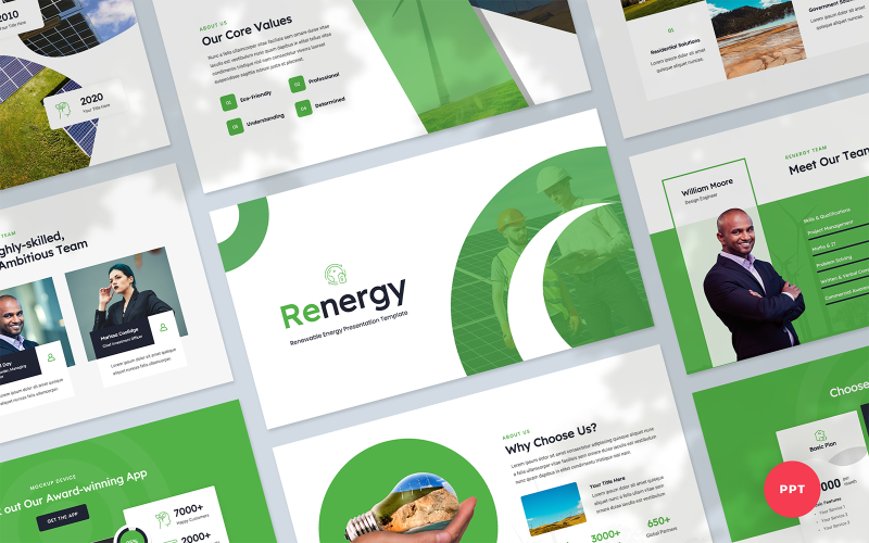 renergy renewable energy presentation powerpoint template original