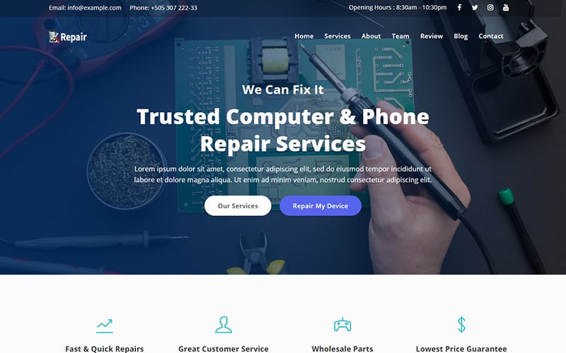 repair computer amp phone repair landing page template original