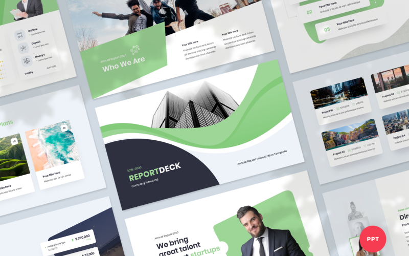 reportdeck annual report presentation powerpoint template original
