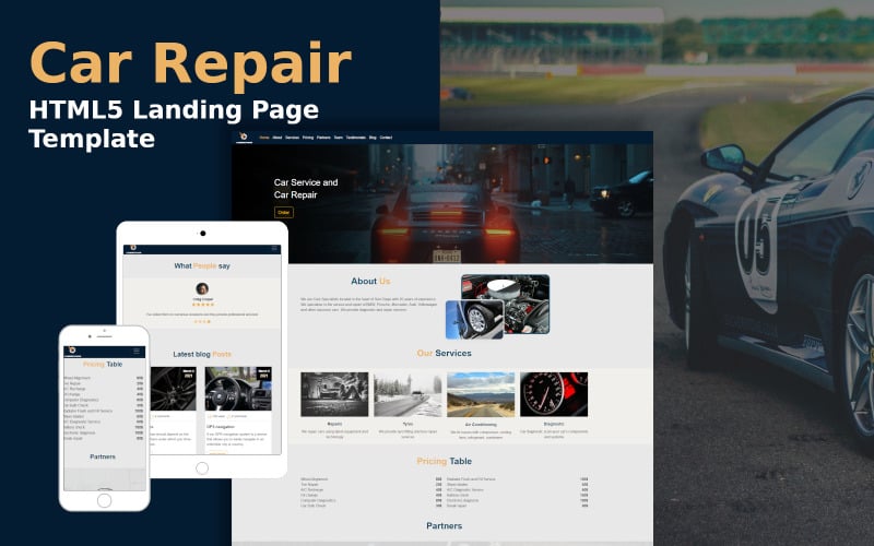responsive car repair landing page template original