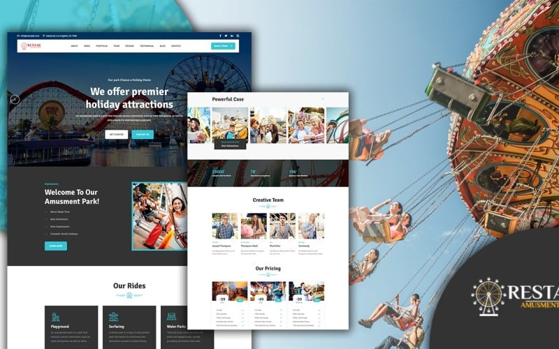 restar attractive theme park landing page html template original