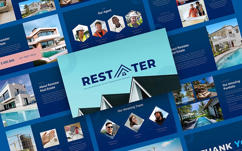 restater multipurpose real estate powerpoint presentation template original