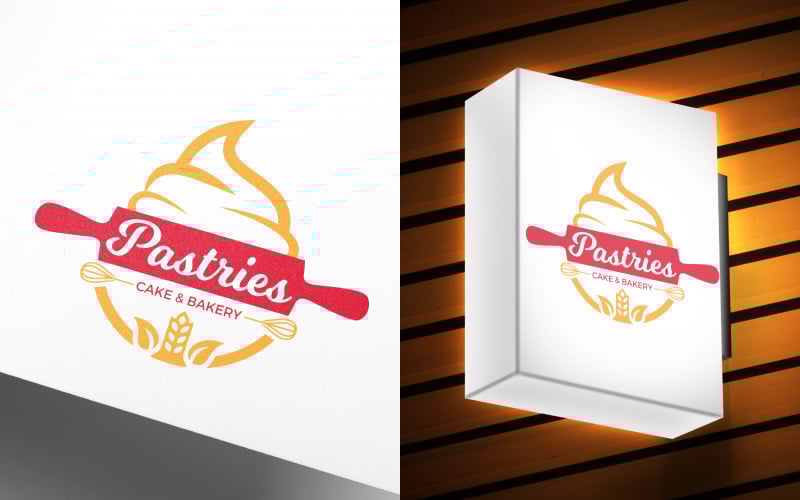 restaurant food pastry cake and bakery logo design original