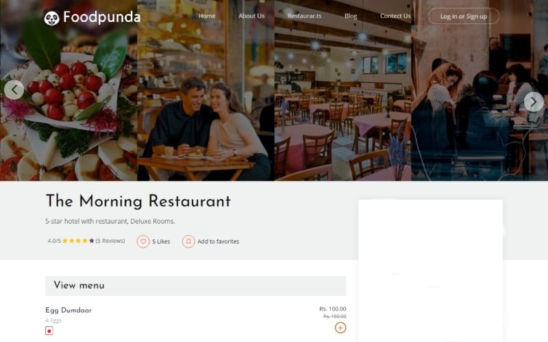 restaurant landing page template original