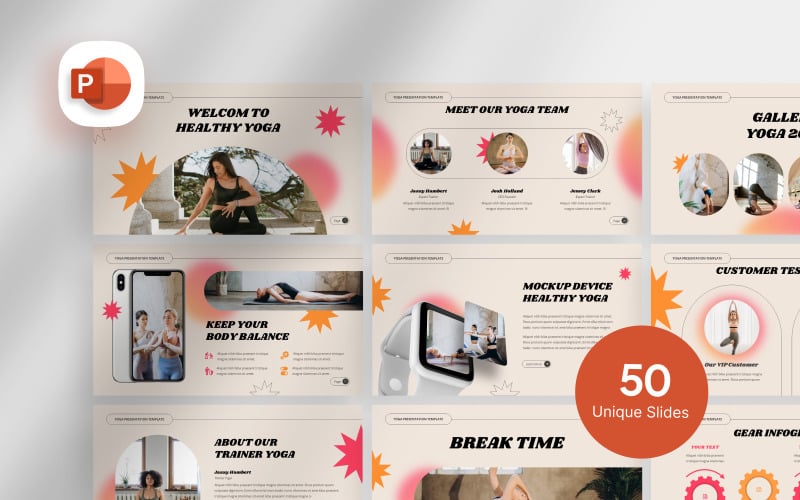 retro yoga class presentation template original