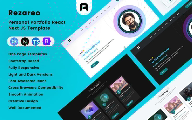 rezareo personal portfolio react next js template original