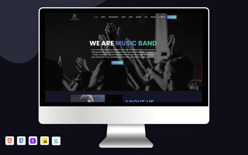 rhythmic musician one page music and bands website template original