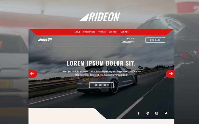 rideon multipurpose car rental service landing page bootstrap template original