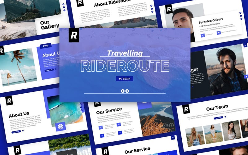 rideroute travelling presentation powerpoint template original