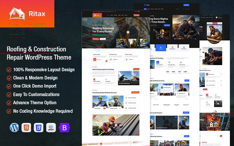 ritax roofing amp construction repair wordpress theme original