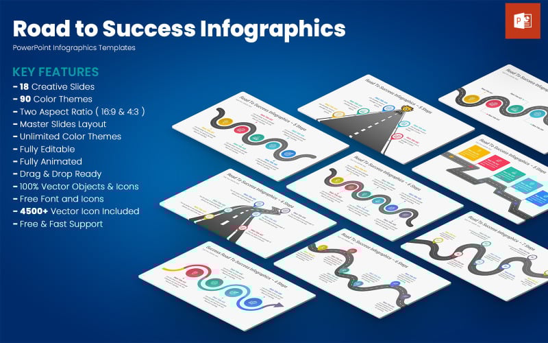 road to success infographics powerpoint templates original