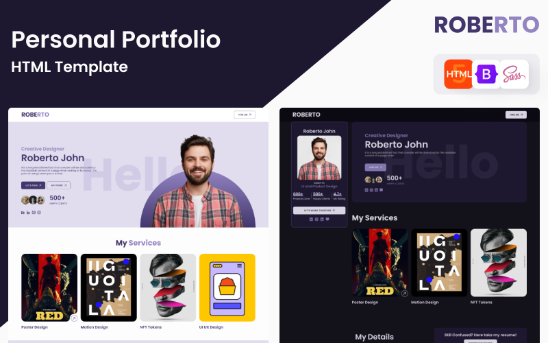 roberto the complete proffessional portfolio cv and resume html template solution original
