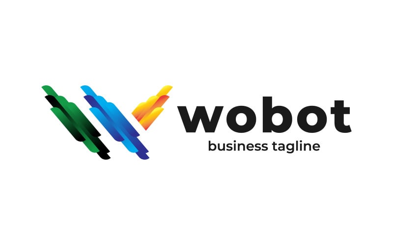 robotic brand w letter web logo design original