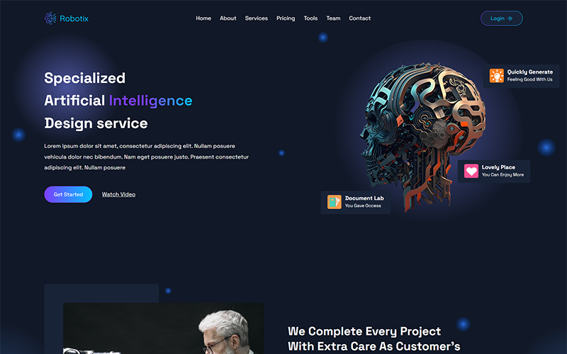 robotix ai writer amp tech startup landing page template original