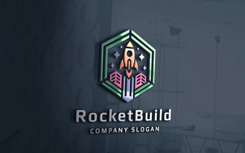 rocket build web logo template original