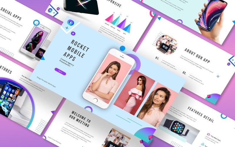 rocket moblie apps powerpoint template original