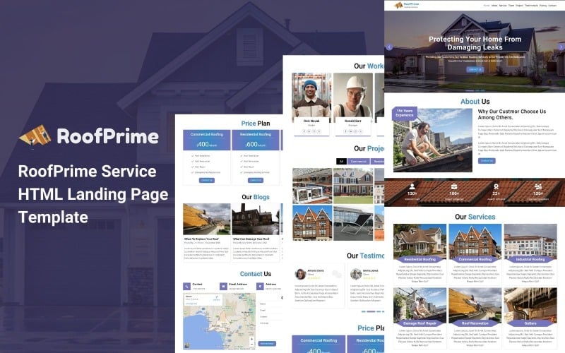 roofprime roofing service html landing page template original