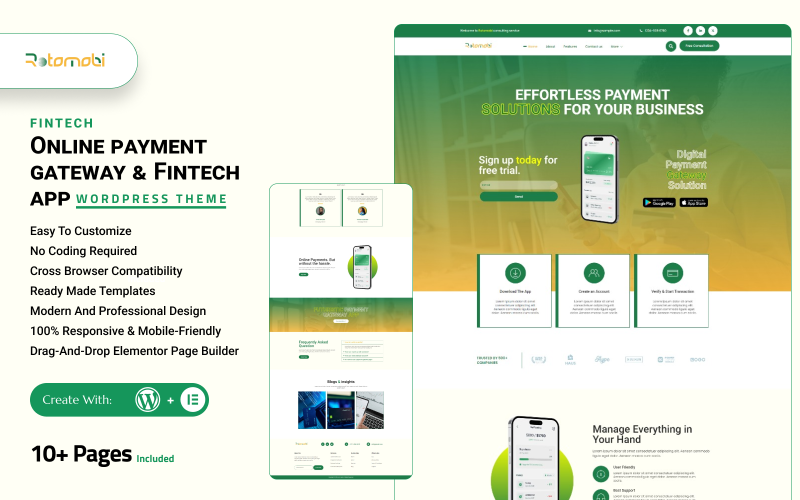 rotomobi payment gateway amp fintech app wordpress theme original