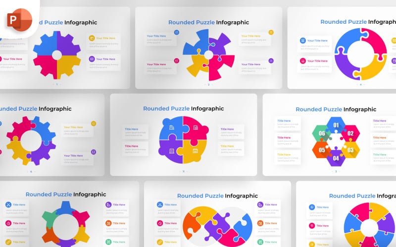 rounded puzzle powerpoint infographic template original