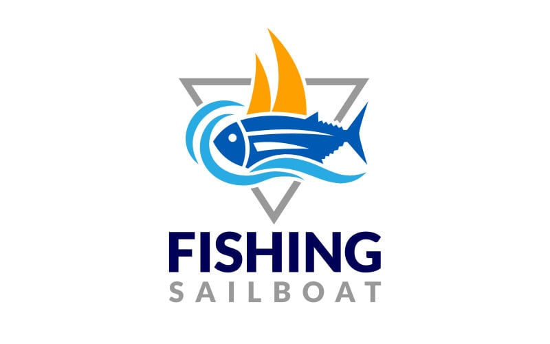 sailing sailboat fishing logo design original