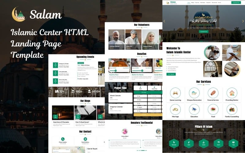 salam islamic center html landing page template original