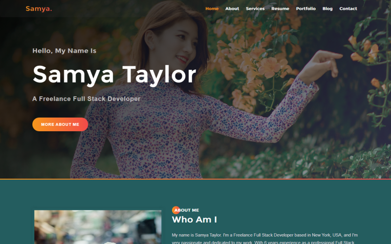 samya personal portfolio landing page template original