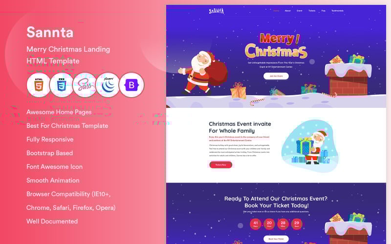sannta christmas landing html template original