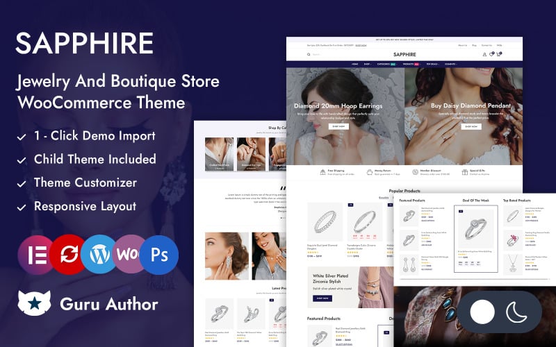 sapphire jewellery and boutique store elementor woocommerce responsive theme original