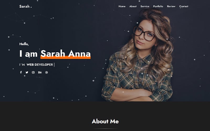sarah personal portfolio landing page template original