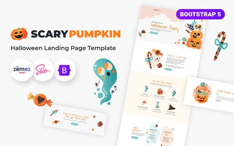 scarypumpkin halloween landing page template original