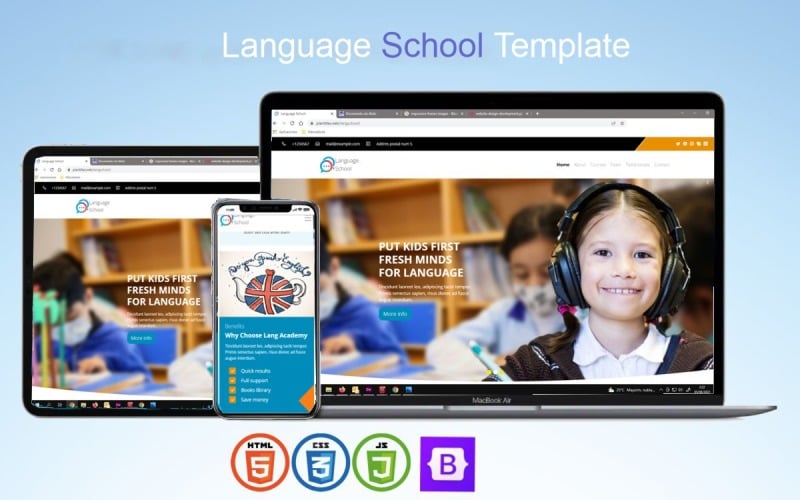school language light botstrap html landing page template original