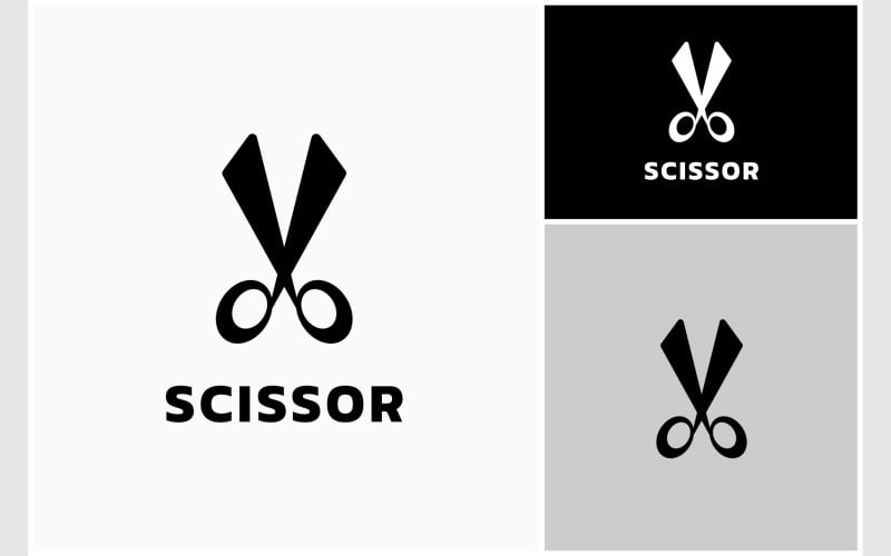scissor haircut barber flat logo original