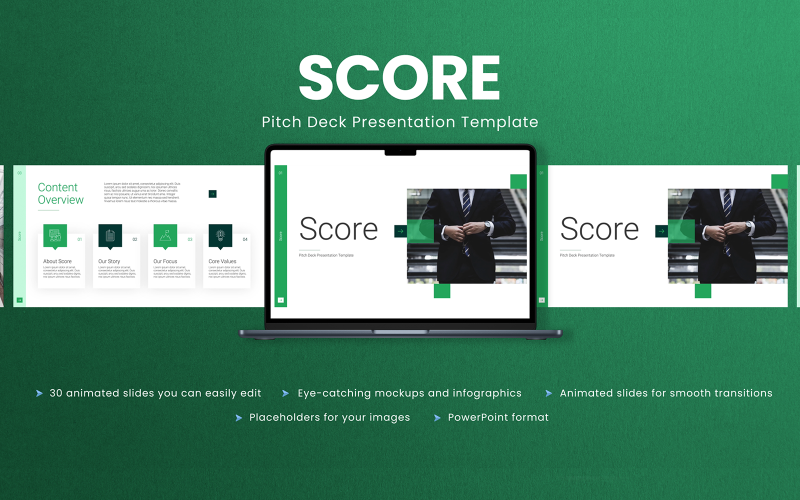 score animated pitch deck presentation powerpoint template original