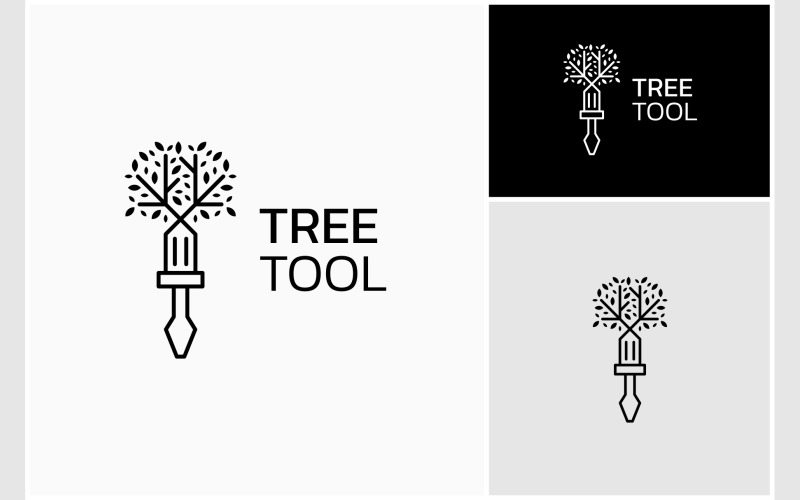 screwdriver work repair tree natural logo original