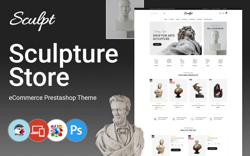 sculpt handmade art and gallery store prestashop theme original