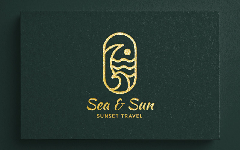 sea and sun sunset travel logo original