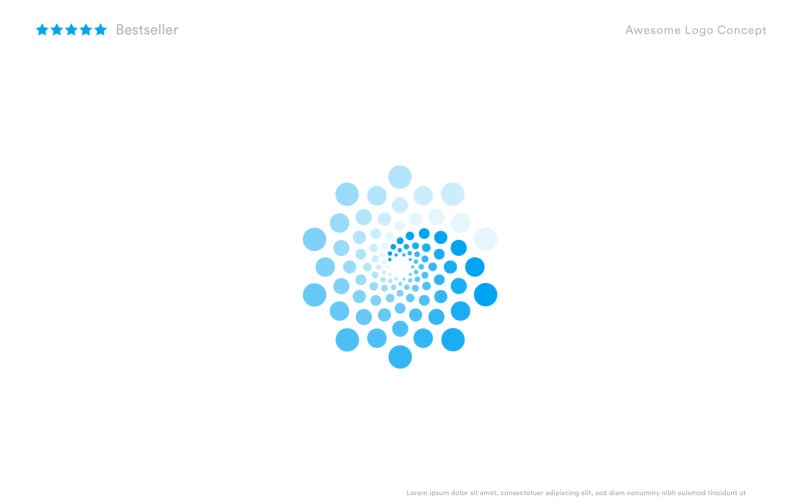 sea wave blue color dots logo digital revolution technology circles sign round logotype original