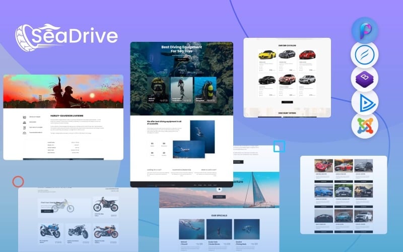 seadrive car seller diving equipment rental joomla and joomla template original