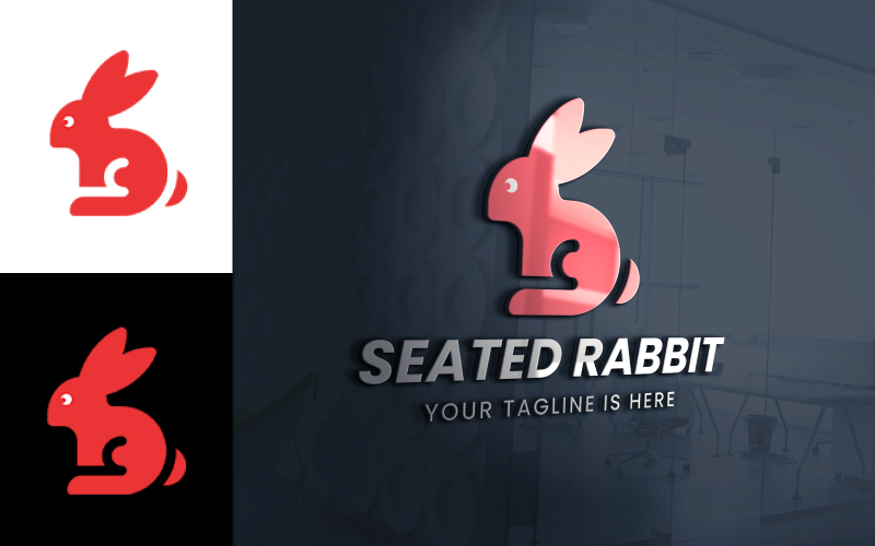 seated rabbit logo template original