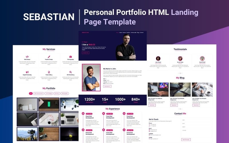 sebastian personal portfolio html landing page template original