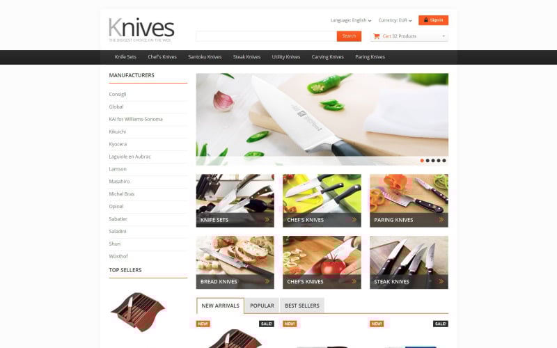 selling knives prestashop theme original