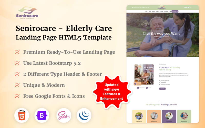senirocare elderly care landing page html template original