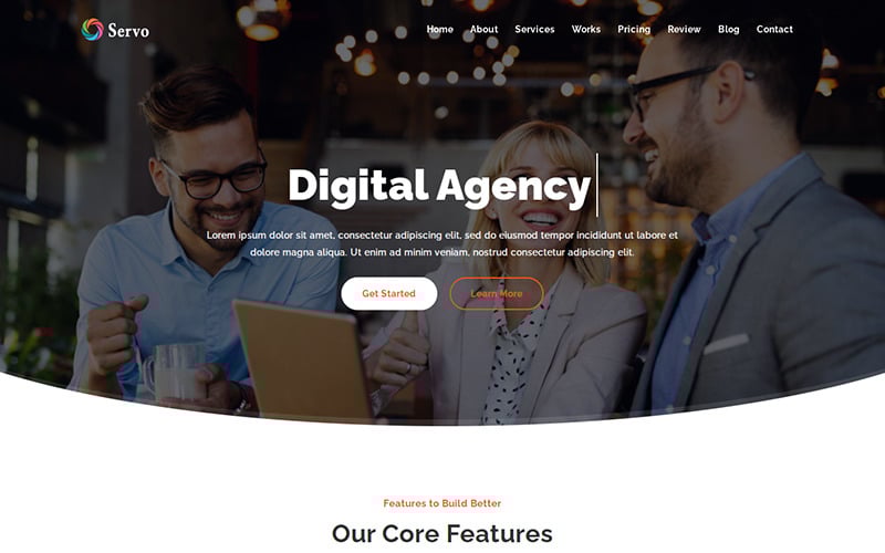 servo digital agency landing page template original