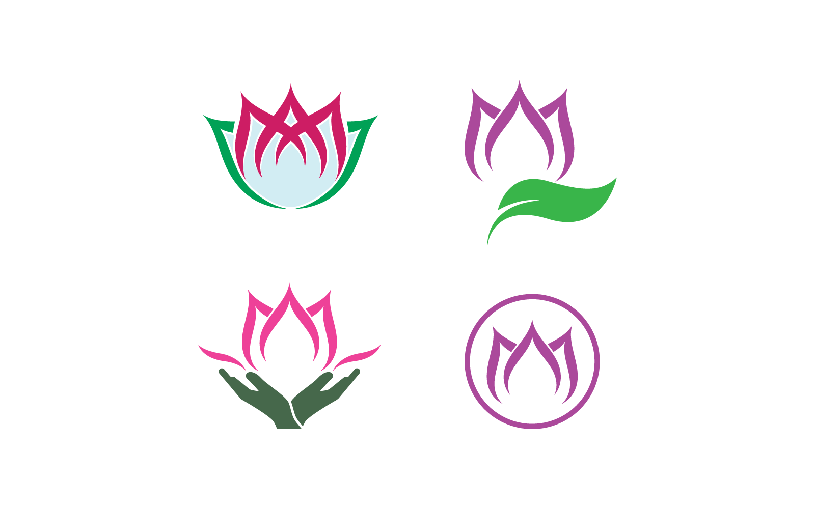 set of lotus flowers illustration logo vector flat design original