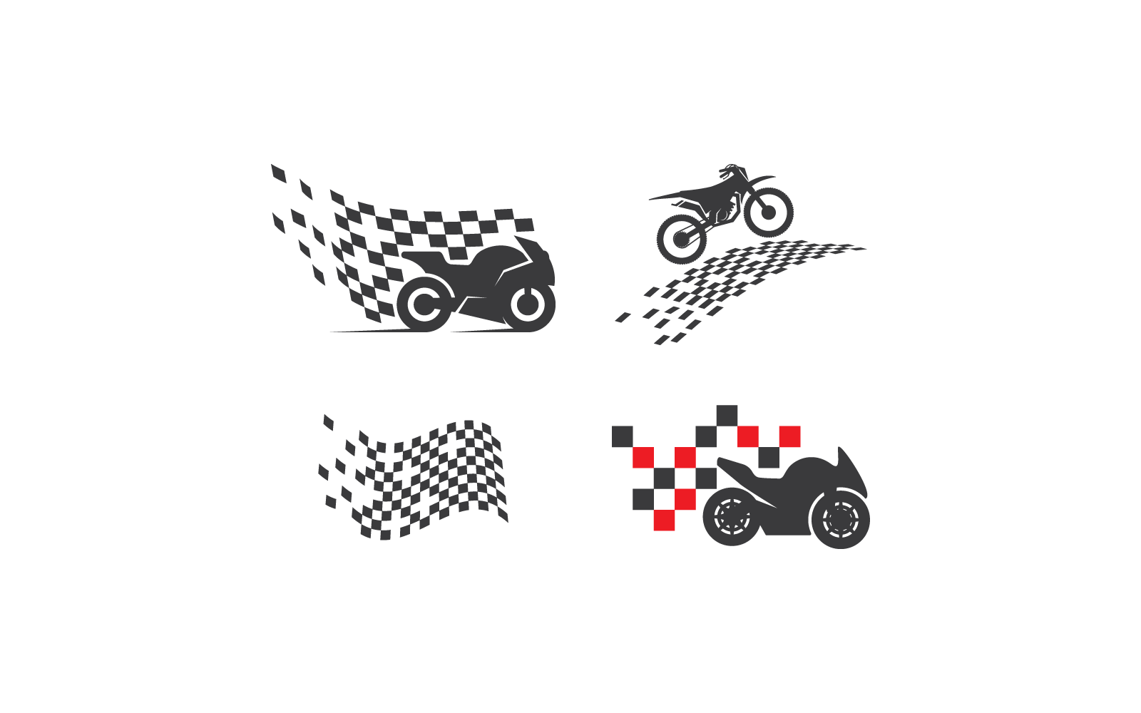 set of motorbike sport logo flat design vector original
