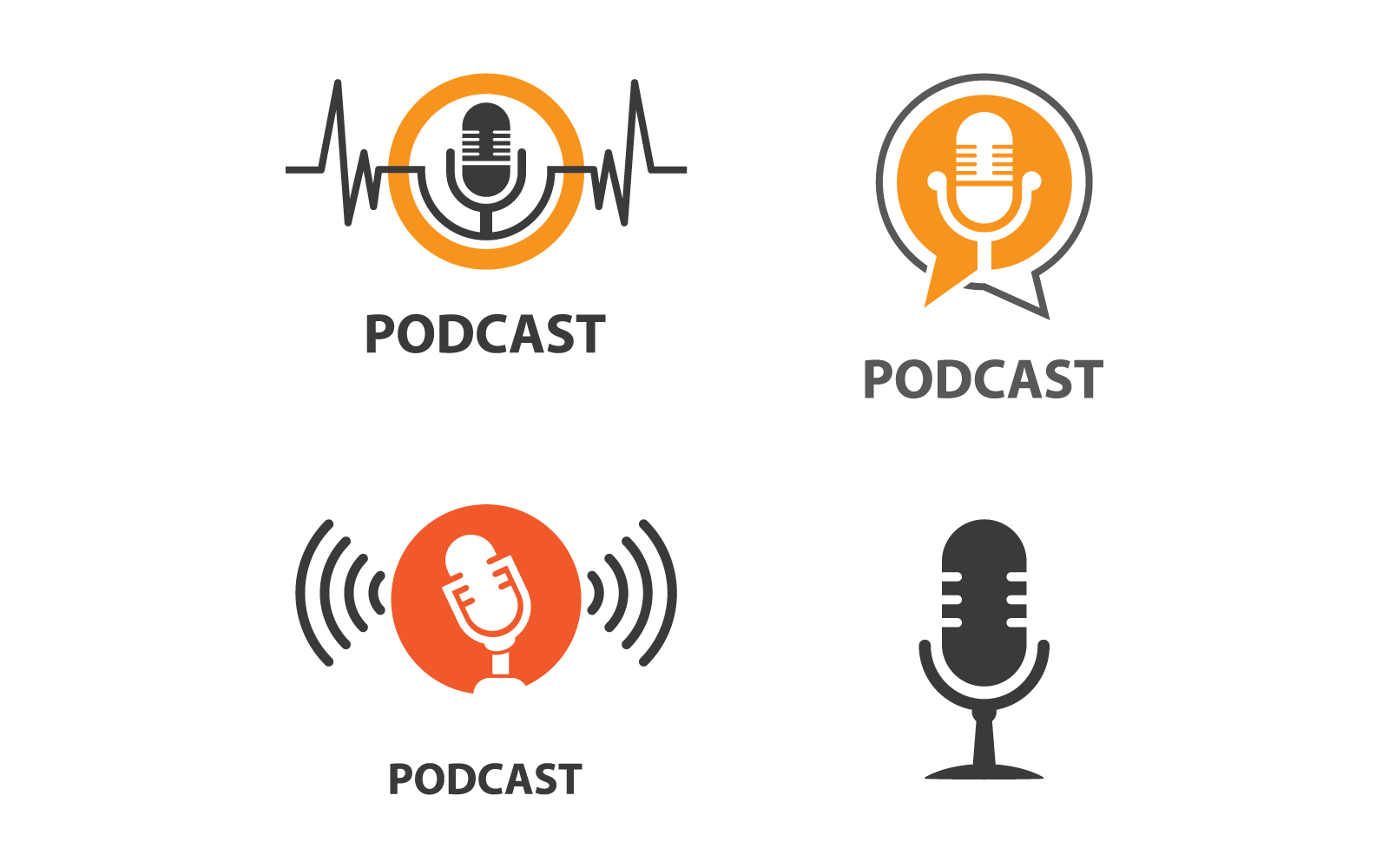 set of podcast logo vector flat design original