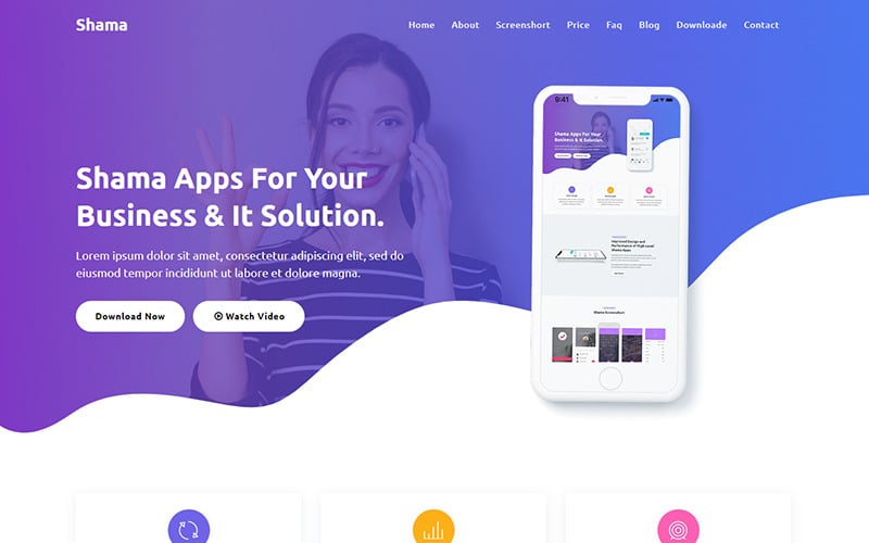 shama app html landing page template original