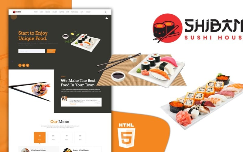 shibani asian sashimi and sushi landing page template original